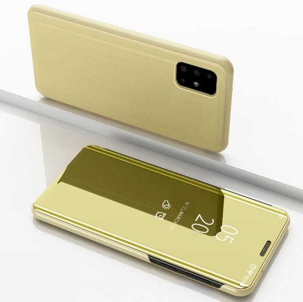Handyhülle für Samsung A51 geeignet Spiegel Hülle Clear View goldfarben