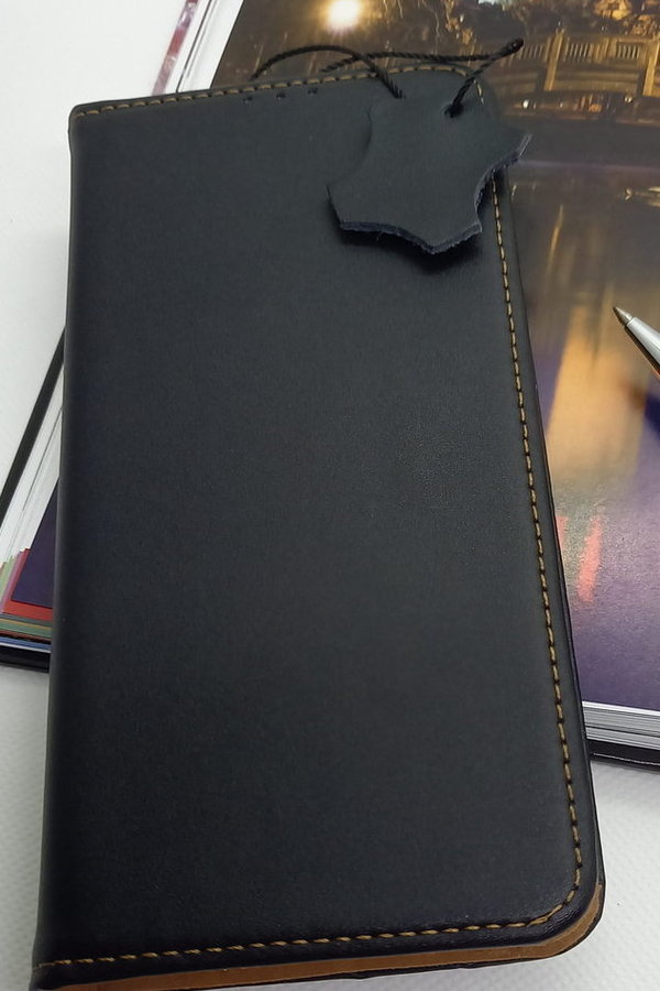 Handytasche für Samsung A51 geeignet aus Genuine Leather in schwarz