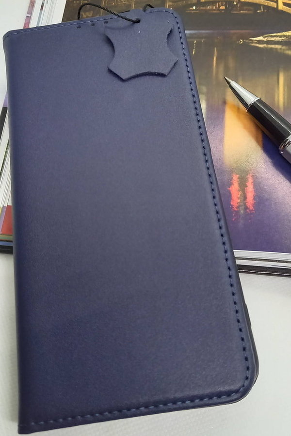Handytasche für Samsung A51 geeignet aus Genuine Leather in Navy Blue