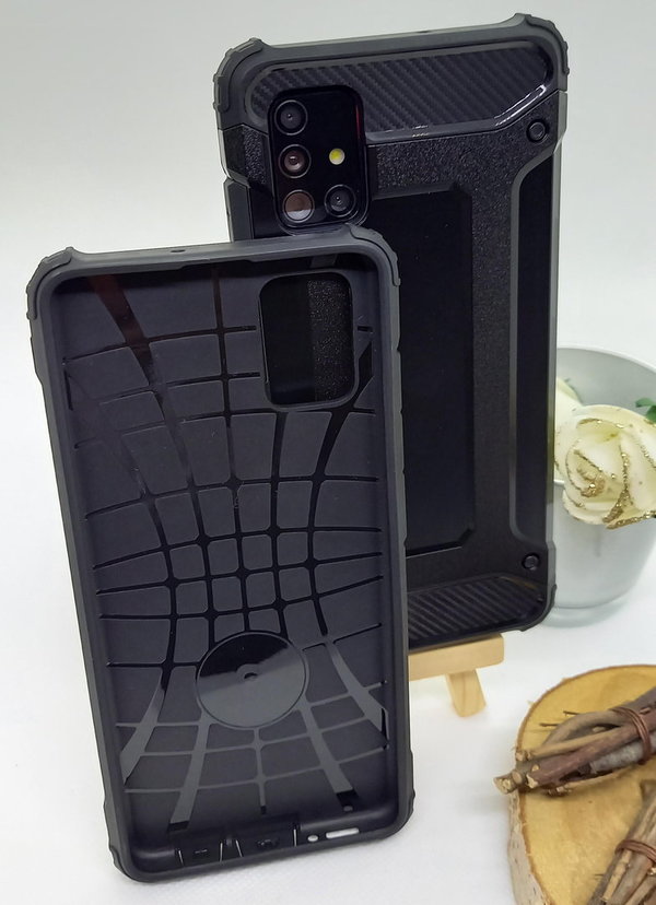 Handyhülle für Samsung A51 geeignet Back Cover 2in1 schwarz