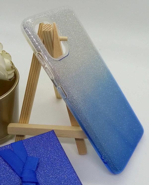 Handyhülle für Samsung A51 geeignet Silikon Glitzer Hülle silberblau