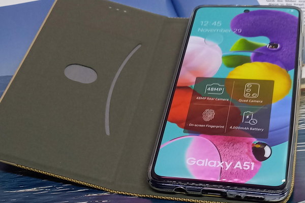 Handytasche für Samsung A51 geeignet Senso Case goldfarben