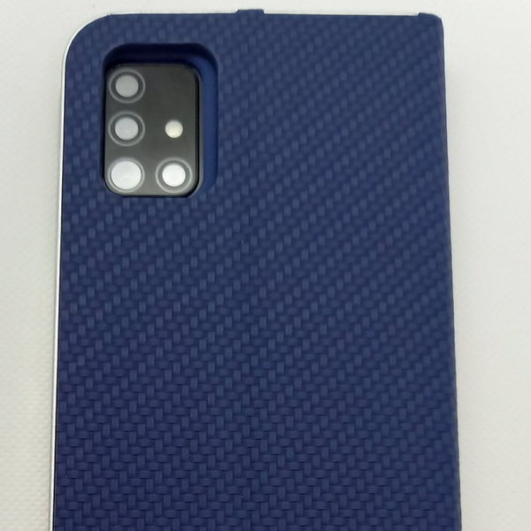 Handytasche für Samsung A51 geeignet im Carbon Look blau