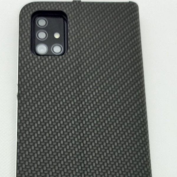 Handytasche für Samsung A51 geeignet im Carbon Look schwarz