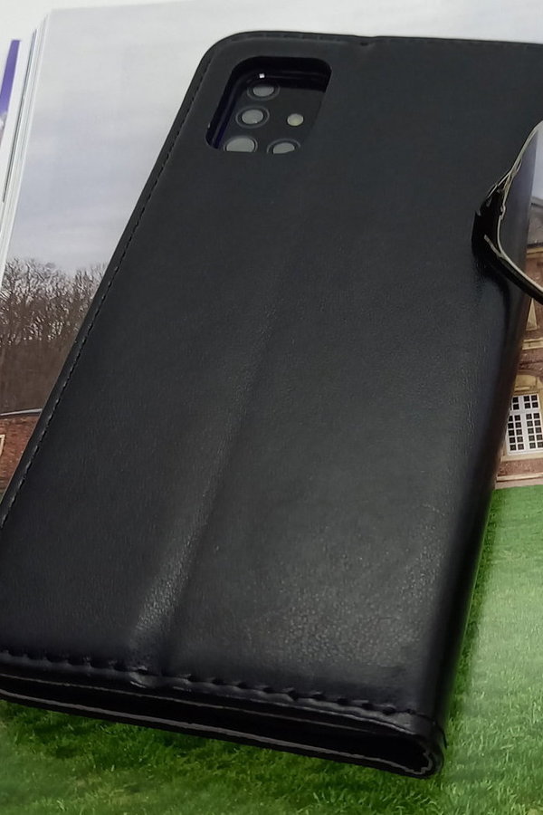 Handytasche für Samsung A51 geeignet Klassik Magnet Book schwarz