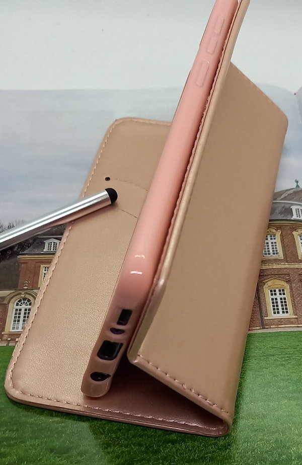 Handytasche für Samsung A51 geeignet Klassik Magnet Book rose goldfarben