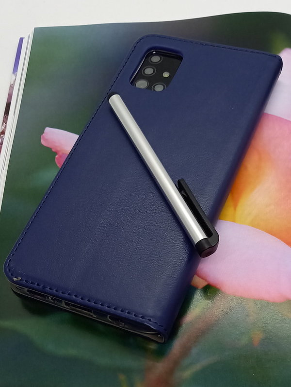 Handytasche für Samsung A51 geeignet Smart Book Klassik Navy Blue