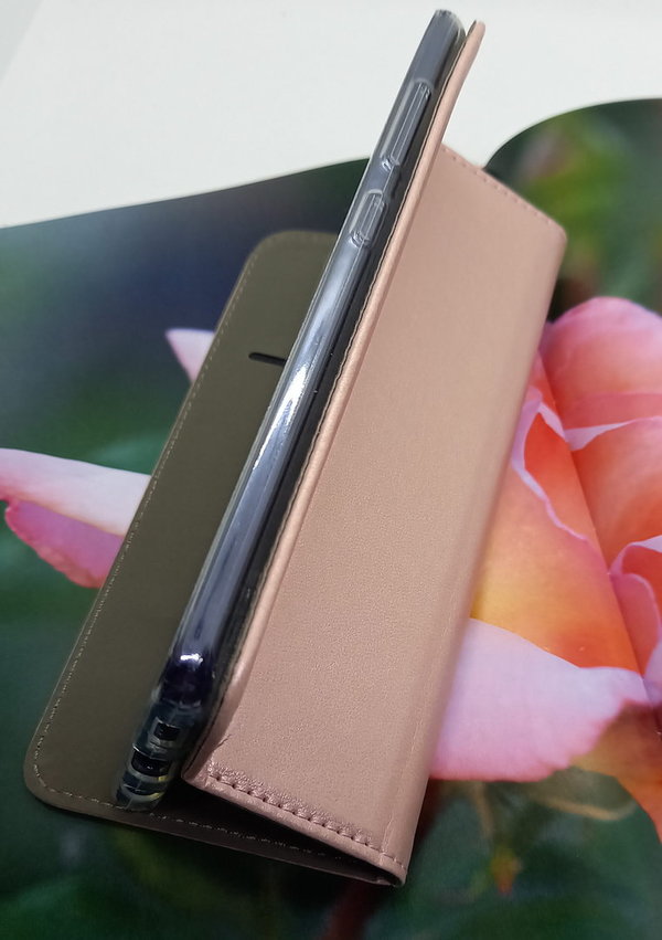Handytasche für Samsung A51 geeignet Smart Book Klassik rose goldfarben
