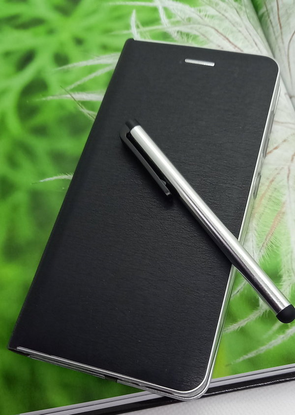 Handytasche Luna Book Silver schwarz passend für Samsung A41