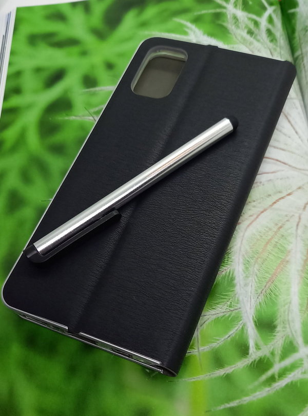 Handytasche Luna Book Silver schwarz passend für Samsung A41
