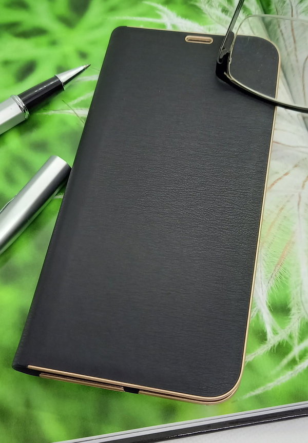 Handytasche für Samsung A51 geeignet Luna Book Gold schwarz