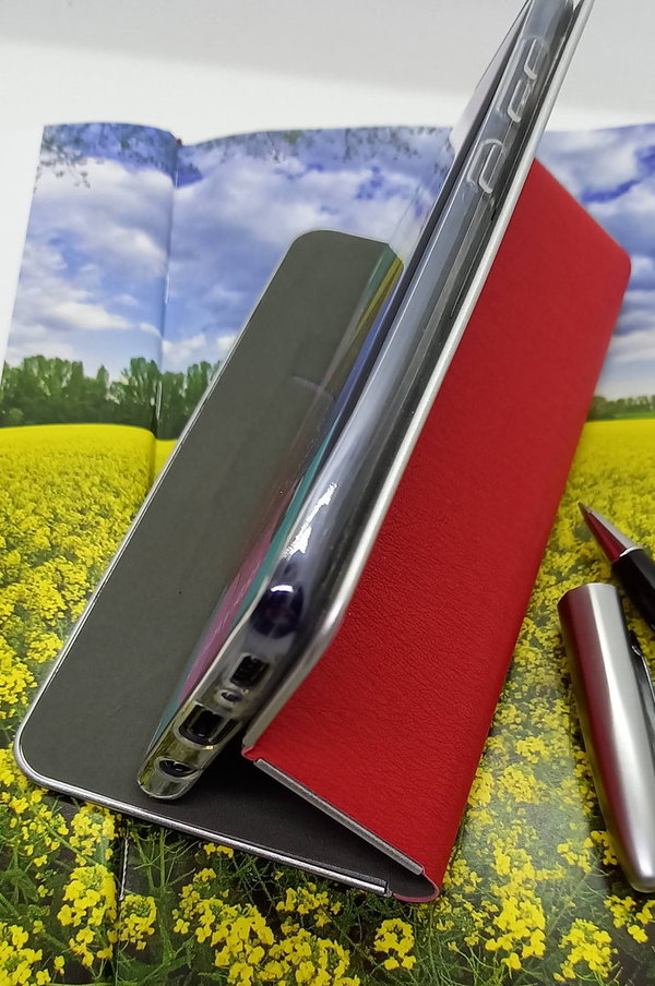 Handytasche für Samsung A51 geeignet Luna Book Silver rot