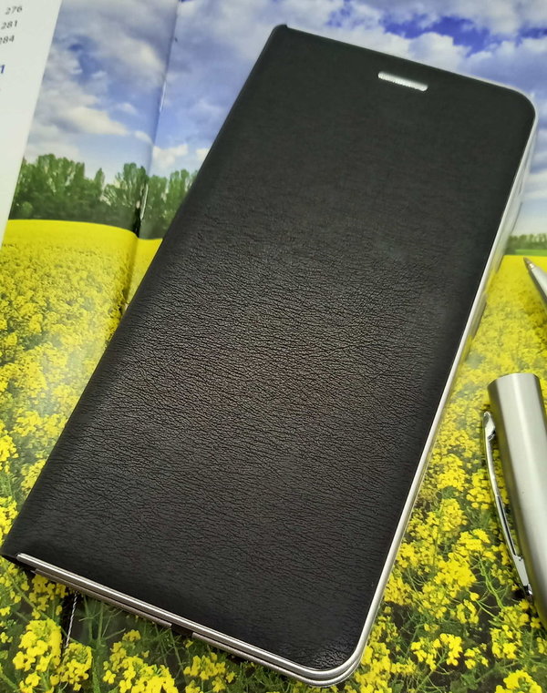 Handytasche für Samsung A51 geeignet Luna Book Silver schwarz