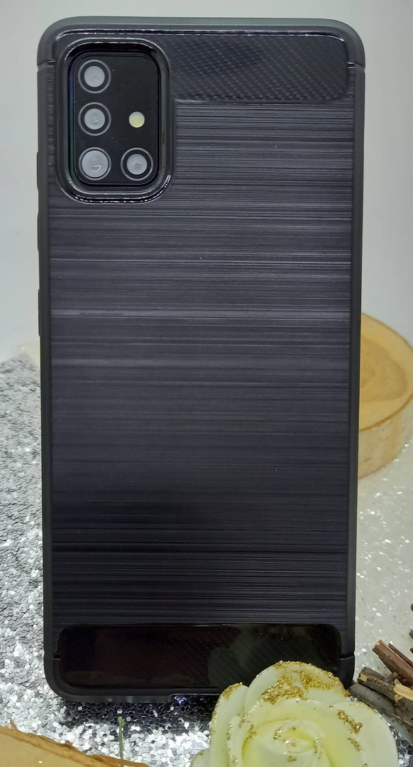 Handyhülle für Samsung A51 geeignet Silikon Case mit Carbon Muster schwarz