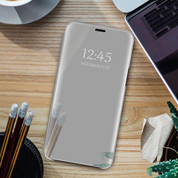Huawei P Smart Pro geeignete Hülle Spiegel Clear View silberfarben