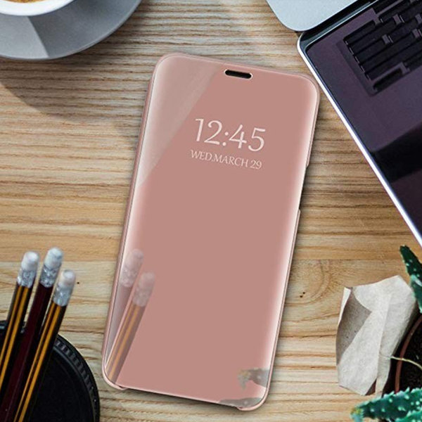 Huawei P40 geeignete Hülle Spiegel Clear View Handyhülle pink