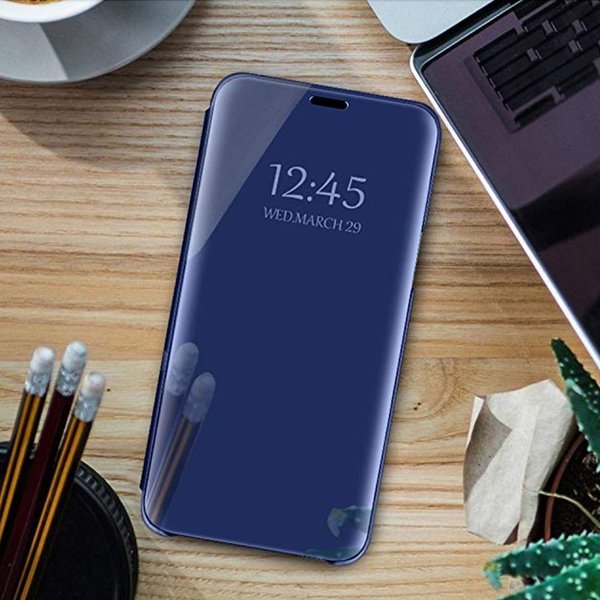 Spiegel Hülle kompatibel für Samsung A50 Clear View blau