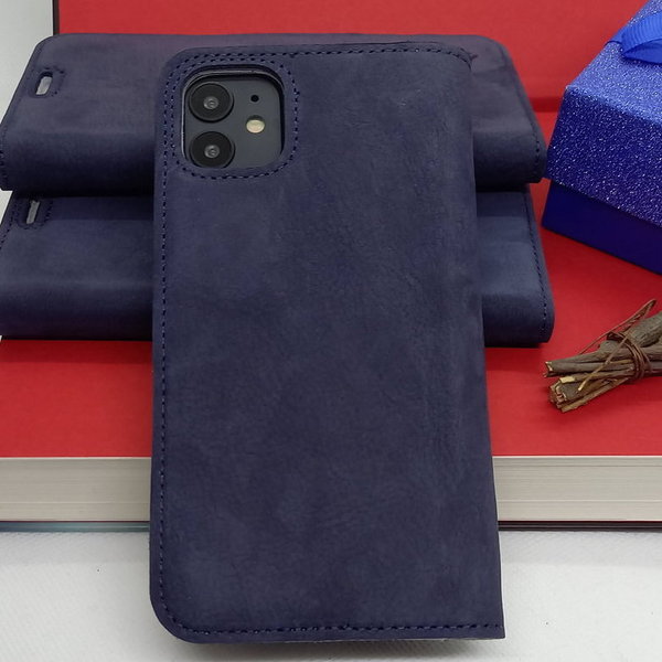 Handytasche Echtleder iPhone 11 geeignet mit RFID Blocker blau