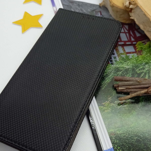 Handytasche für Samsung A40 geeignet Book Case geriffelt schwarz