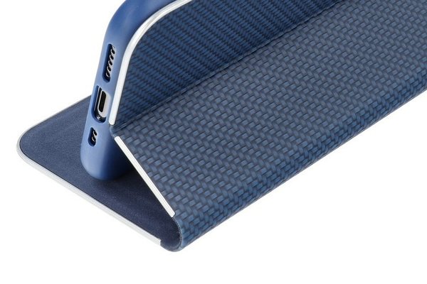 Handytasche für Samsung A40 geeignet im Carbon Look blau