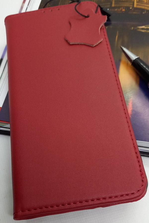 Handytasche aus Genuine Leather rot passend für Samsung A40