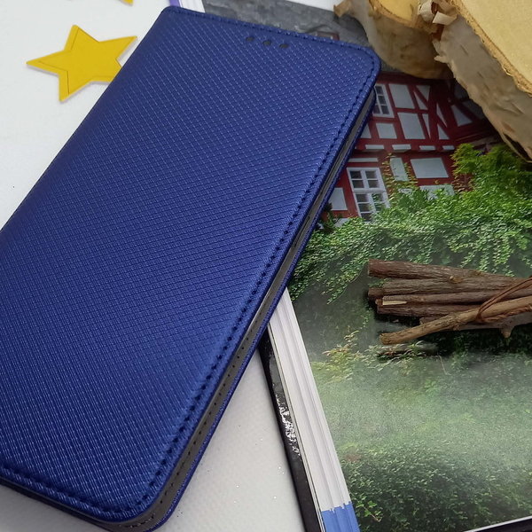 Handytasche Samsung A21 geeignet Book Case geriffelt Navy Blue