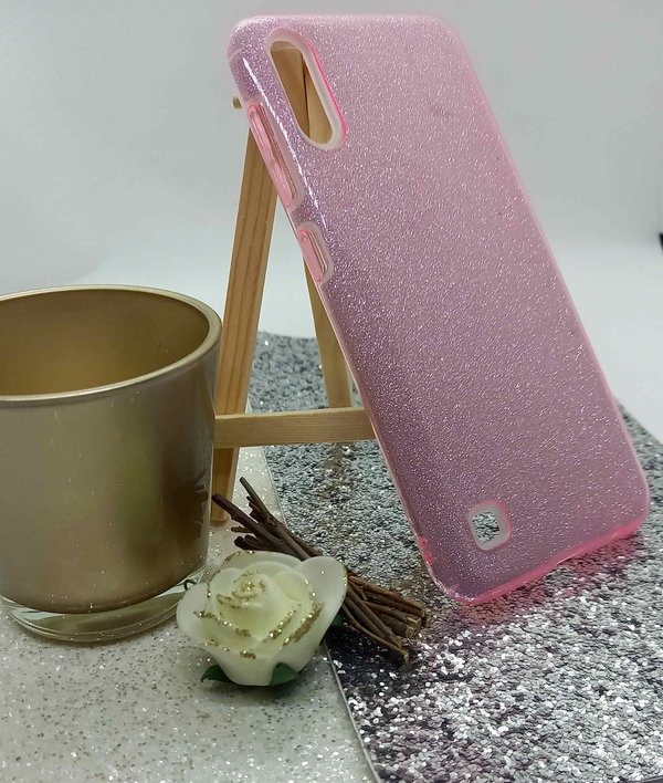 Samsung A10 geeignete Hülle Silikon Case mit Glitzereffekt rosa