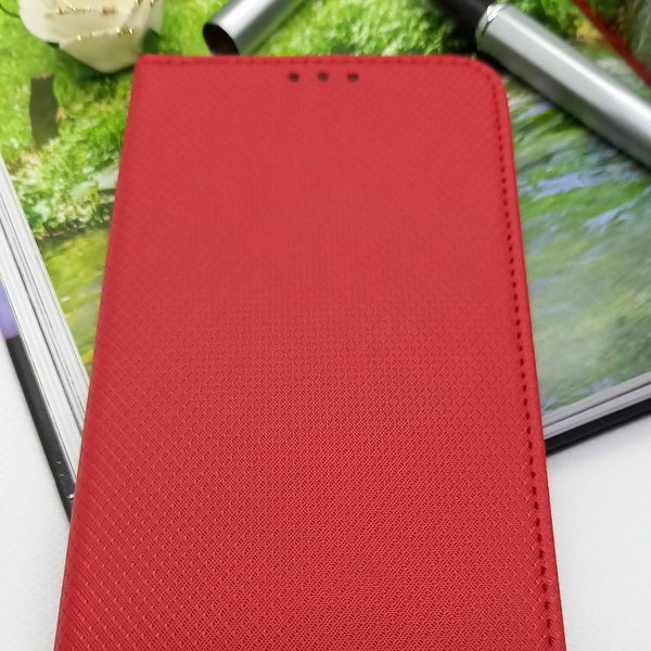 Handytasche Samsung A50 geeignet Book Case geriffelt rot