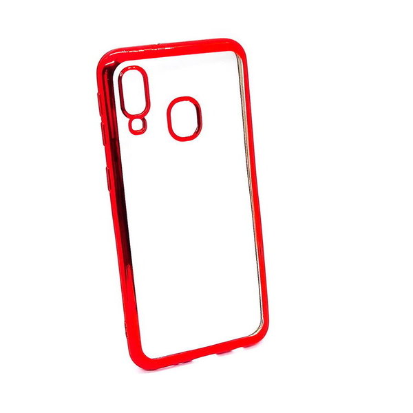Handyhülle für Samsung A40 geeignet Silikon Case Back Cover klar rot