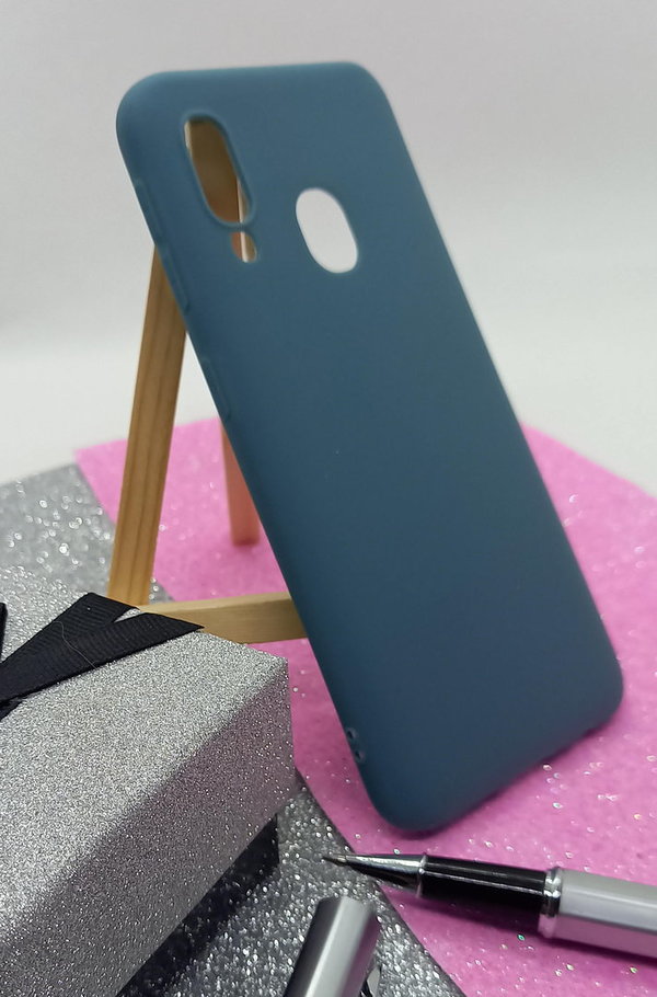 Handyhülle für Samsung A40 geeignet Soft Case Back Cover graublau
