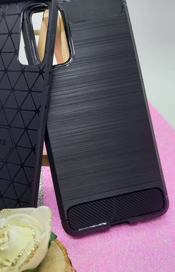 Hülle Silikon Case passend für Samsung S20 Carbon Muster schwarz