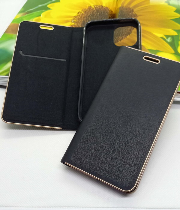 Handytasche für iPhone 12 mini geeignet Luna Book Gold schwarz