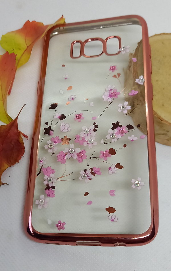 Handyhülle für Samsung S8 geeignet Silikon Case Motiv Flower Rosa