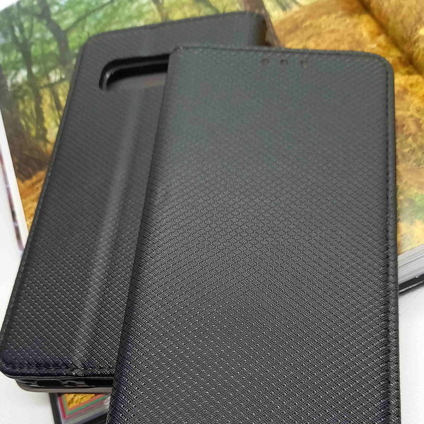 Handytasche Samsung S10 geeignet Book Case geriffelt schwarz