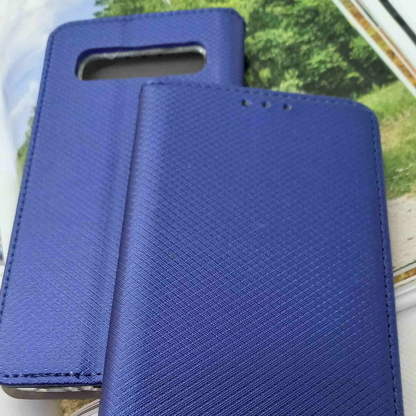 Handytasche Samsung S10 geeignet Book Case geriffelt Navy Blue