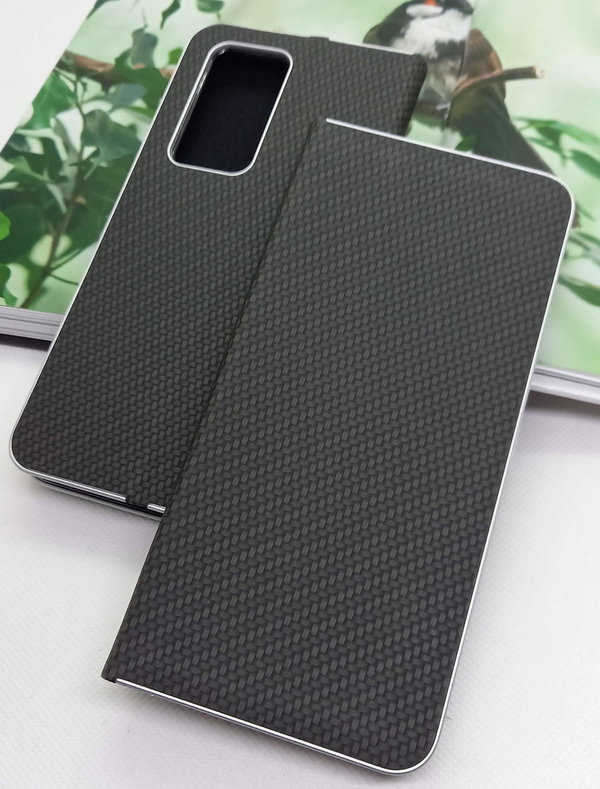 Handytasche Huawei P40 Pro geeignet Book Case im Carbon Look schwarz
