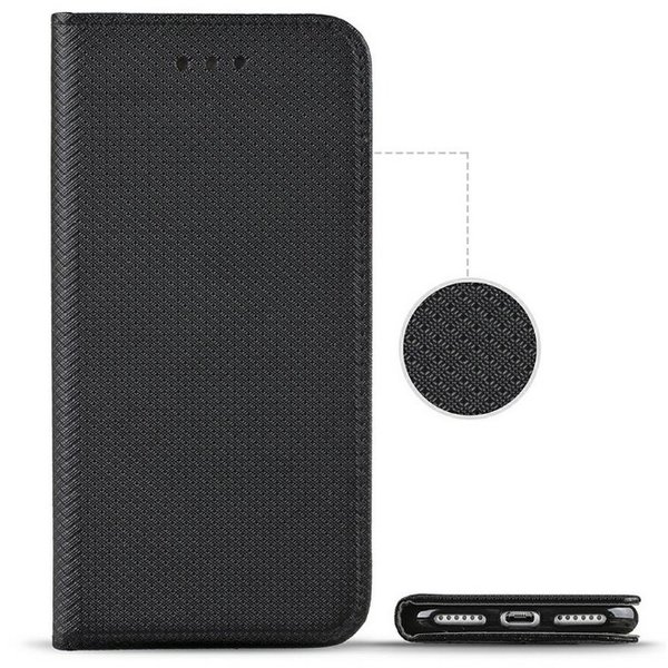 Huawei P40 geeignete Handytasche Book Case geriffelt schwarz