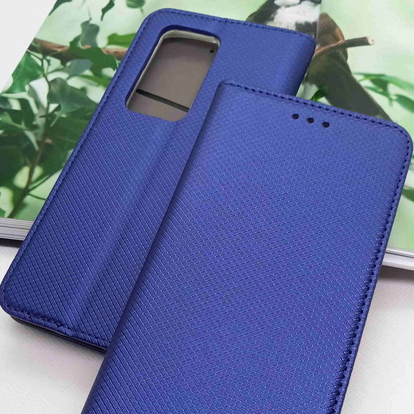 Huawei P40 geeignete Handytasche Book Case geriffelt Navy Blue