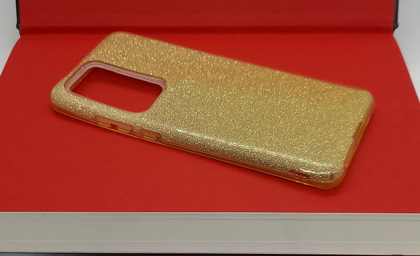Huawei P40 geeignete Hülle Silikon Glitzer Handyhülle goldfarben
