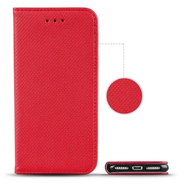 Xiaomi Redmi 9 geeignete Handytasche Book Case geriffelt rot
