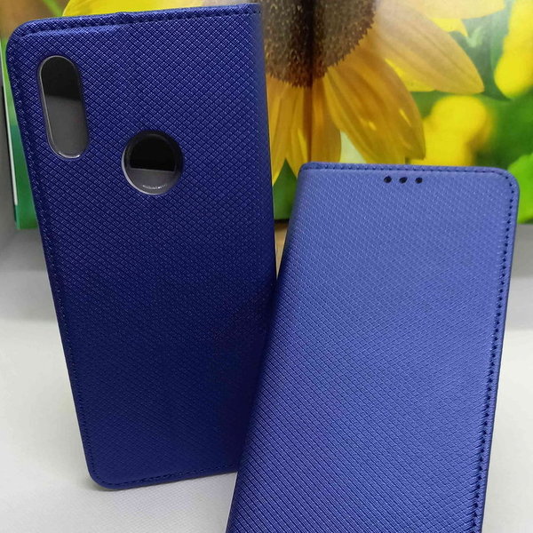Xiaomi Redmi 7 geeignete Handytasche Book Case geriffelt Navy Blue