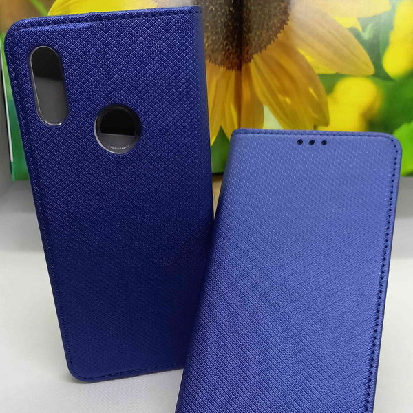 Handytasche Xiaomi Redmi Note 7 geeignet Book Case geriffelt Navy Blue