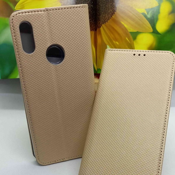 Handytasche Xiaomi Redmi Note 7 geeignet Book Case geriffelt goldfarben
