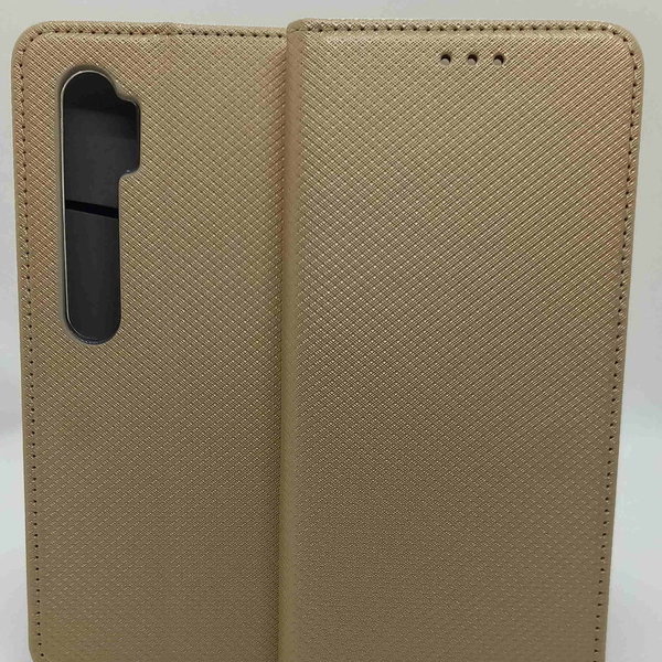 Handytasche für Xiaomi Mi Note 10 geeignet Book Case geriffelt goldfarben