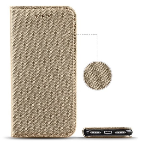 Handytasche für Xiaomi Mi Note 10 geeignet Book Case geriffelt goldfarben