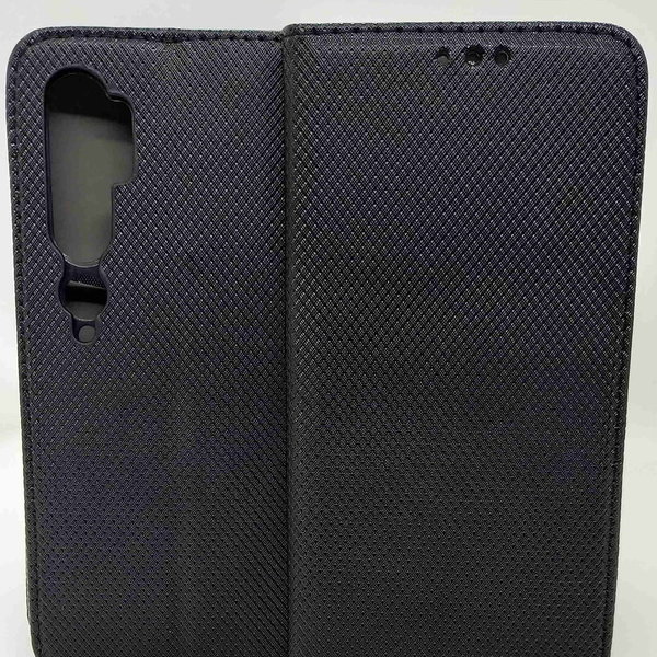 Handytasche für Xiaomi Mi Note 10 geeignet Book Case geriffelt schwarz