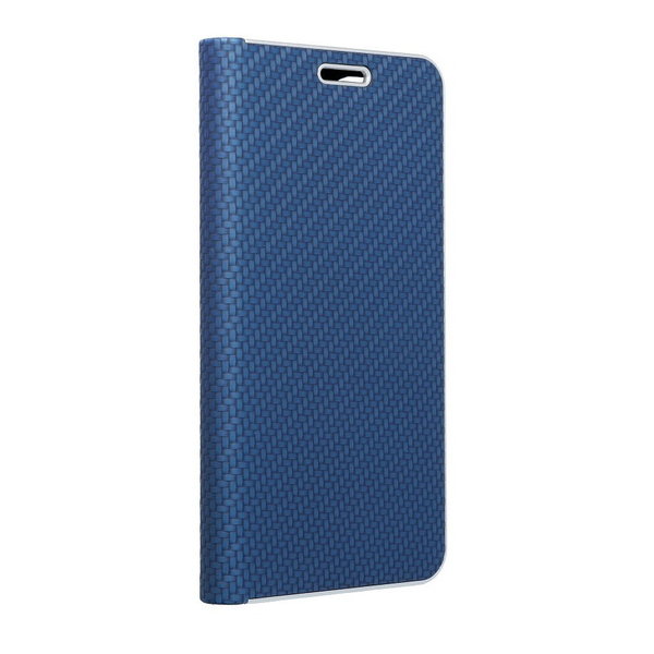Handytasche iPhone 12 geeignet Book Case Carbon Look in blau