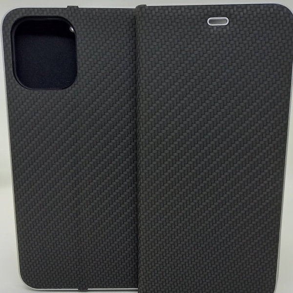Handytasche für iPhone 12 Pro Max geeignet "Carbon-Look" schwarz