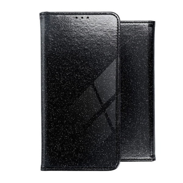 Handytasche iPhone 12 Pro Max kompatibel Book Case mit Glitzereffekt schwarz