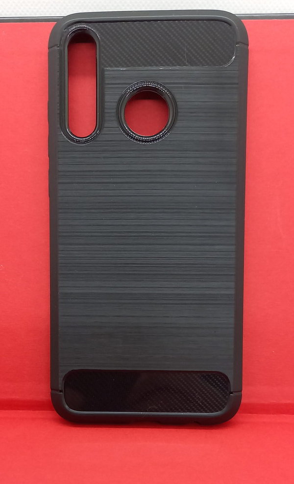 Handyhülle Silikon Case passend für Huawei P Smart 2019 Carbon Muster schwarz